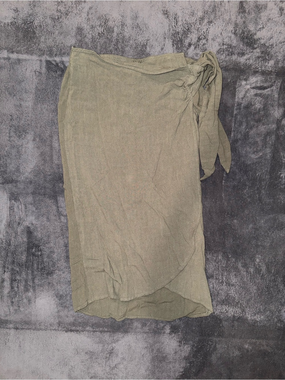 bohme Olive Green Wrap Midi Skirt with Side Tie